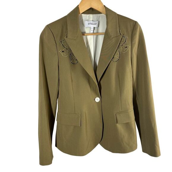 Derek Lam 10 Crosby One Button Blazer Embroidered Coat Size 4 - Picture 3 of 9